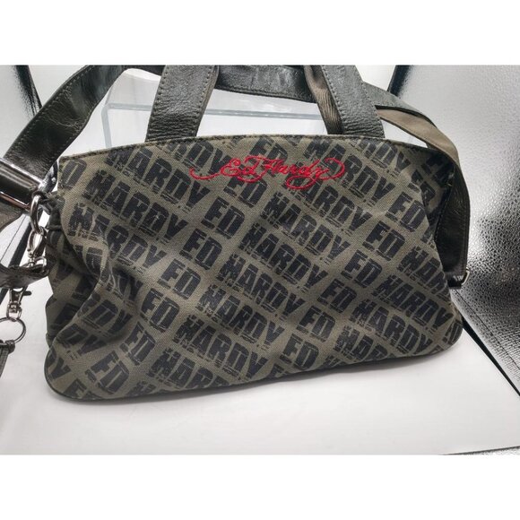 Ed Hardy Jungle Fever Canvas & Leather Handbag With Tiger Picturerint - 15x9x5 - Picture 2 of 9